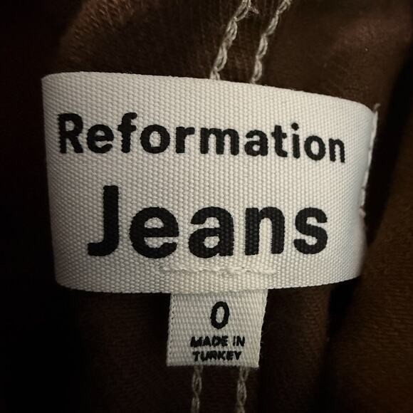 Reformation Jeans Brown Utility Jumpsuit Short Sleeve Zip Front Belted Size 0 - Picture 3 of 4